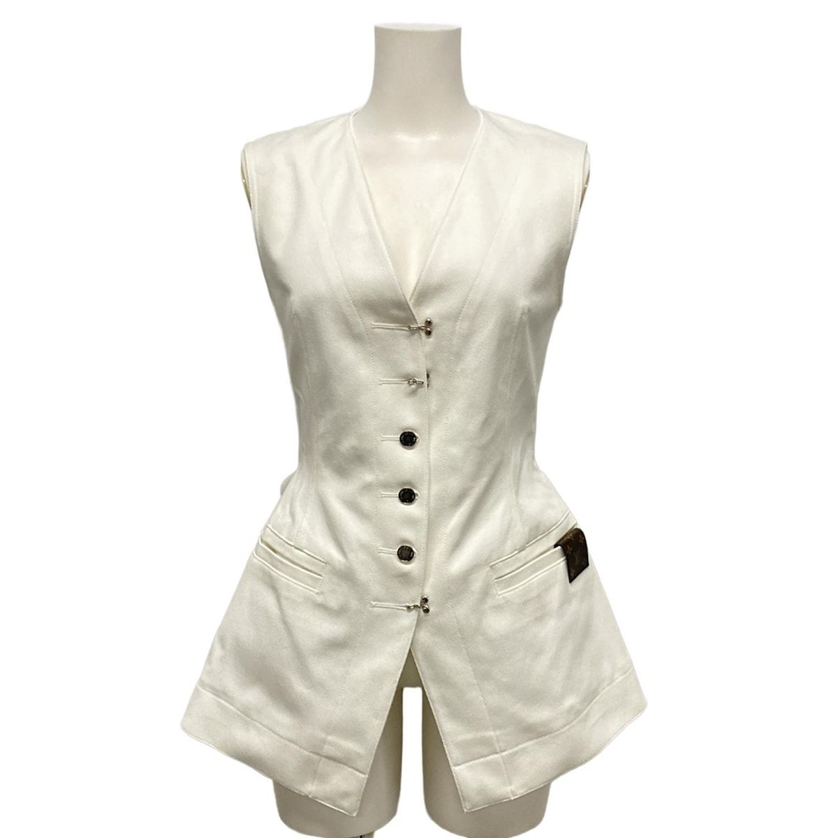 LOUIS VUITTON ルイヴィトン ベスト サイズ34 S レディース デニムライディングジレ FRVE37BT9 白 デニム コットン