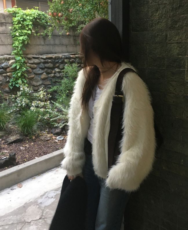 ヌーズ ベリー ファー カーディガン - アイボリー