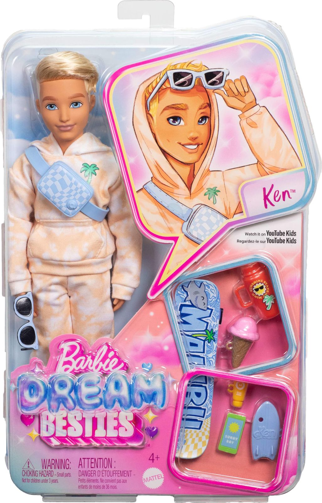  バービードリームベスティ人形と ケンポーズ なファッションドール 取り外し なファッション ブロンドの髪 夏とスケートボードをテーマにした9つのピース その他 おもちゃ