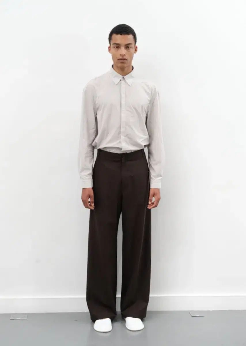 アモーメント 25 SS ウール ワイド パンツ ブラウン