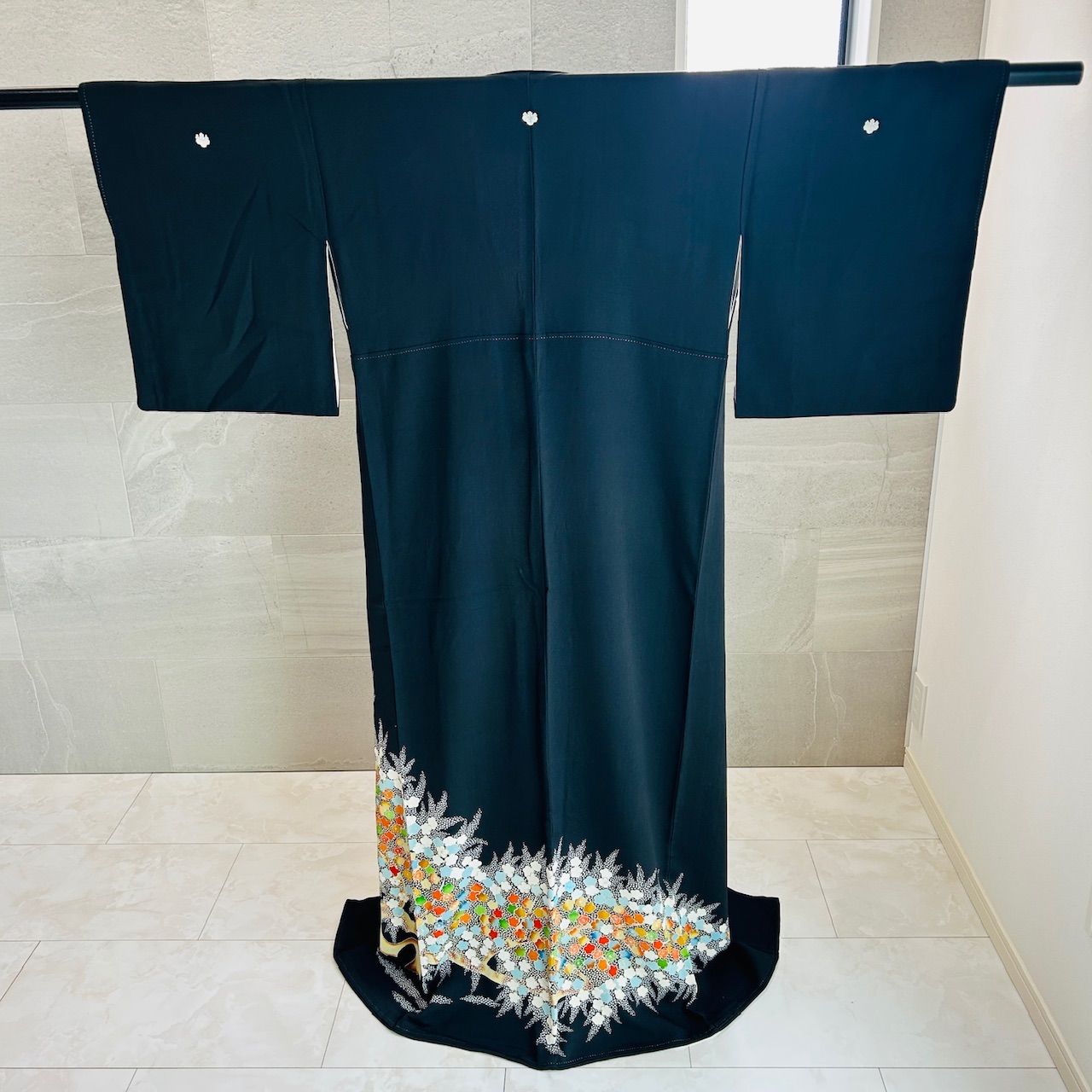 留袖 袋帯 セット 着物 帯 黒系 ベージュ系 金糸 花 上品 管理番号KKVMI 96