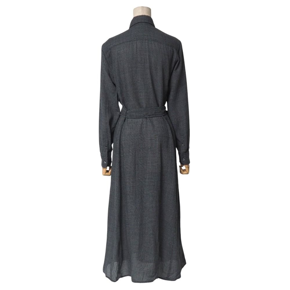 POLO RALPH LAUREN ポロ ラルフローレン ワンピース サイズ4 千鳥格子 チェック ベルテッド ロング フ シャツワンピース ブランド古着 RA 6497