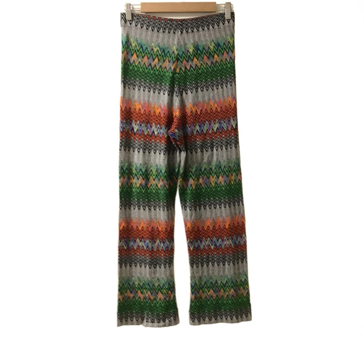 MISSONI ミッソーニ パンツ サイズ44 L レディース - グレー×グリーン×マルチ フルレングス ニット ウエストゴム