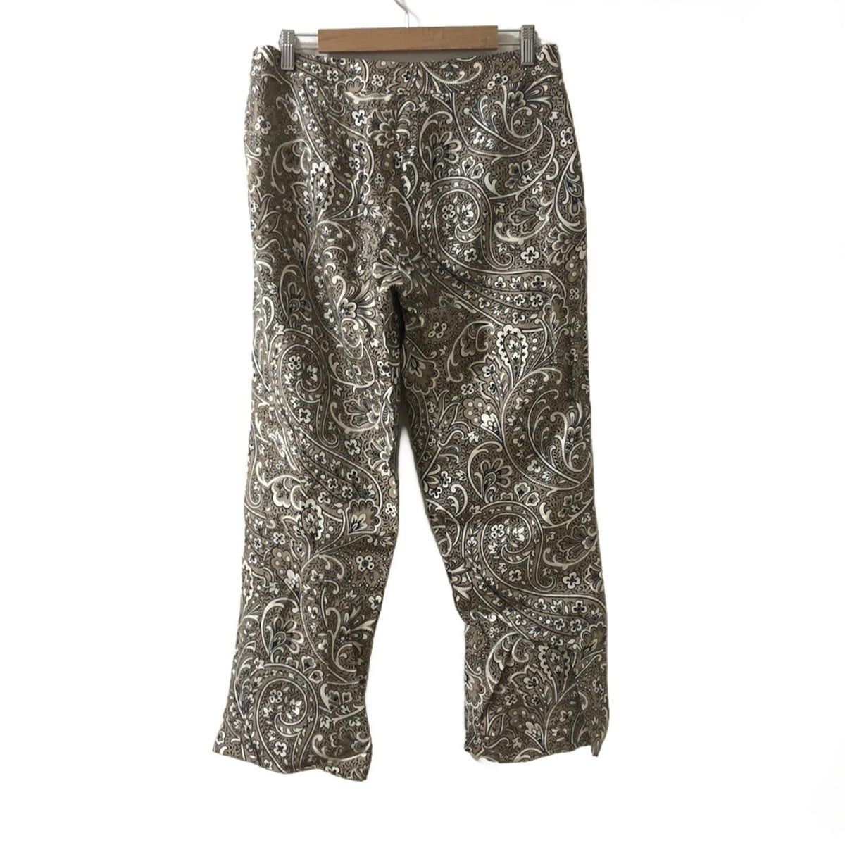 ETRO エトロ パンツ サイズ44 L レディース - ベージュ×白×黒 フルレングス ペイズリー柄