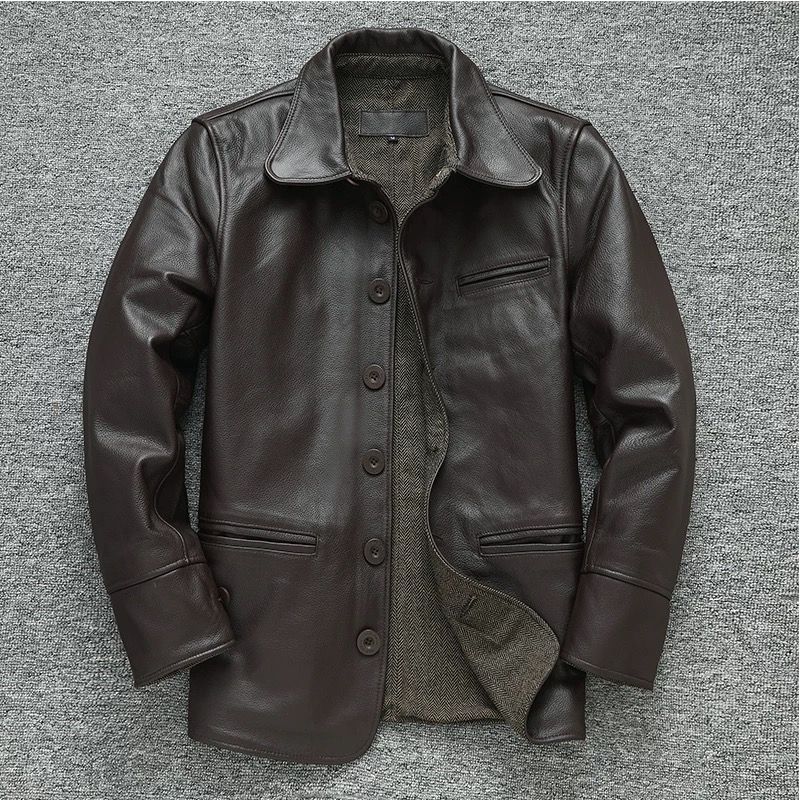 美式ヴィンテージ メンズ 本革ジャケット｜頭層牛革 ビジネスカジュアル兼用 工装風 休闲 秋冬 フライトジャケット h