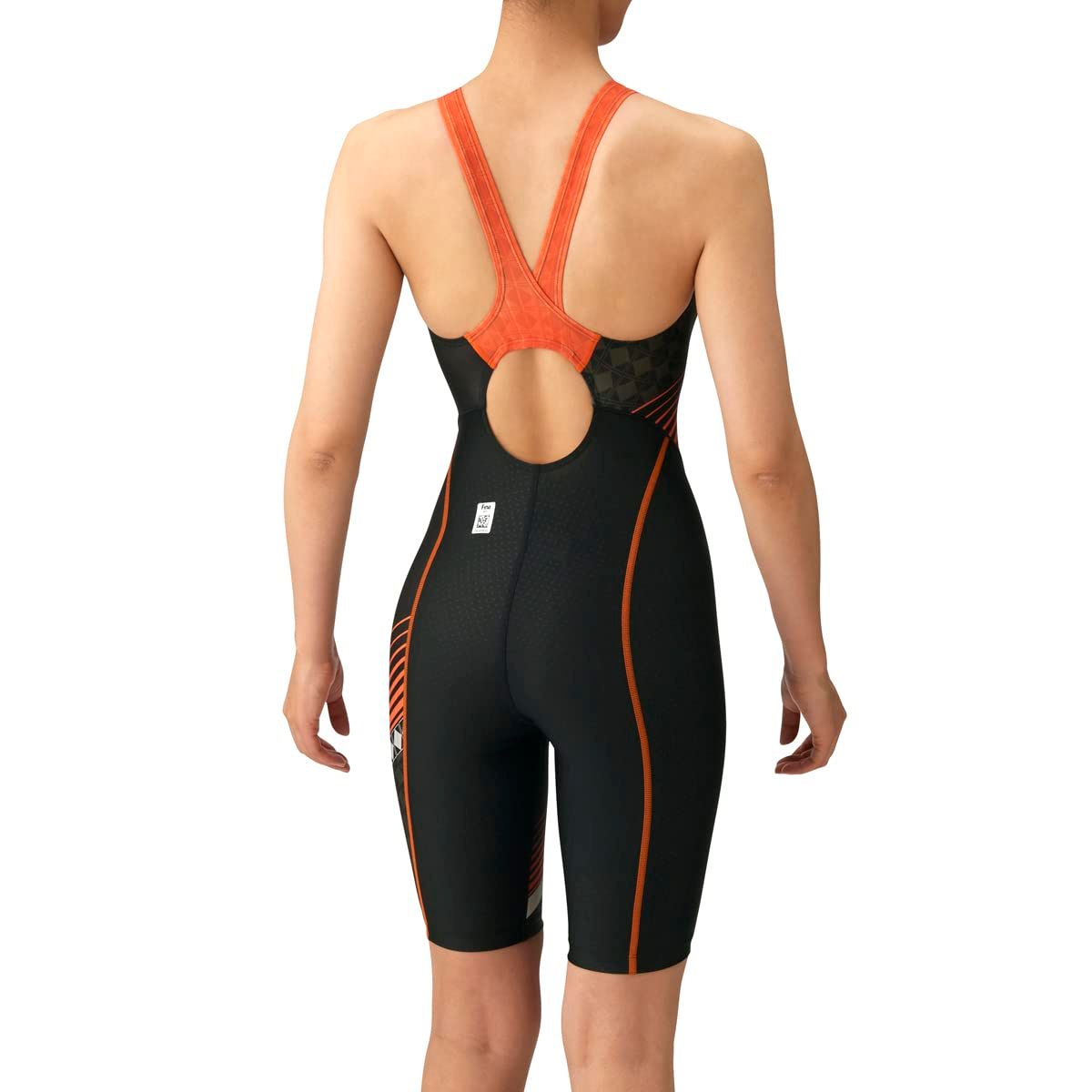 アリーナ FINA承認 50 th anniversary You made競泳水着 レース用レディース AQUA RACING セイフリーバックスパッツ 着やストラップ Mサイズ トップスイマー オレンジ×ブラック BKOR M