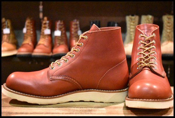 8.5D 犬タグ復刻 22年 レッドウィング 8166 アイリッシュセッター 赤茶 オロラセット プレーントゥ ブーツ redwing HOPESMORE FJ423