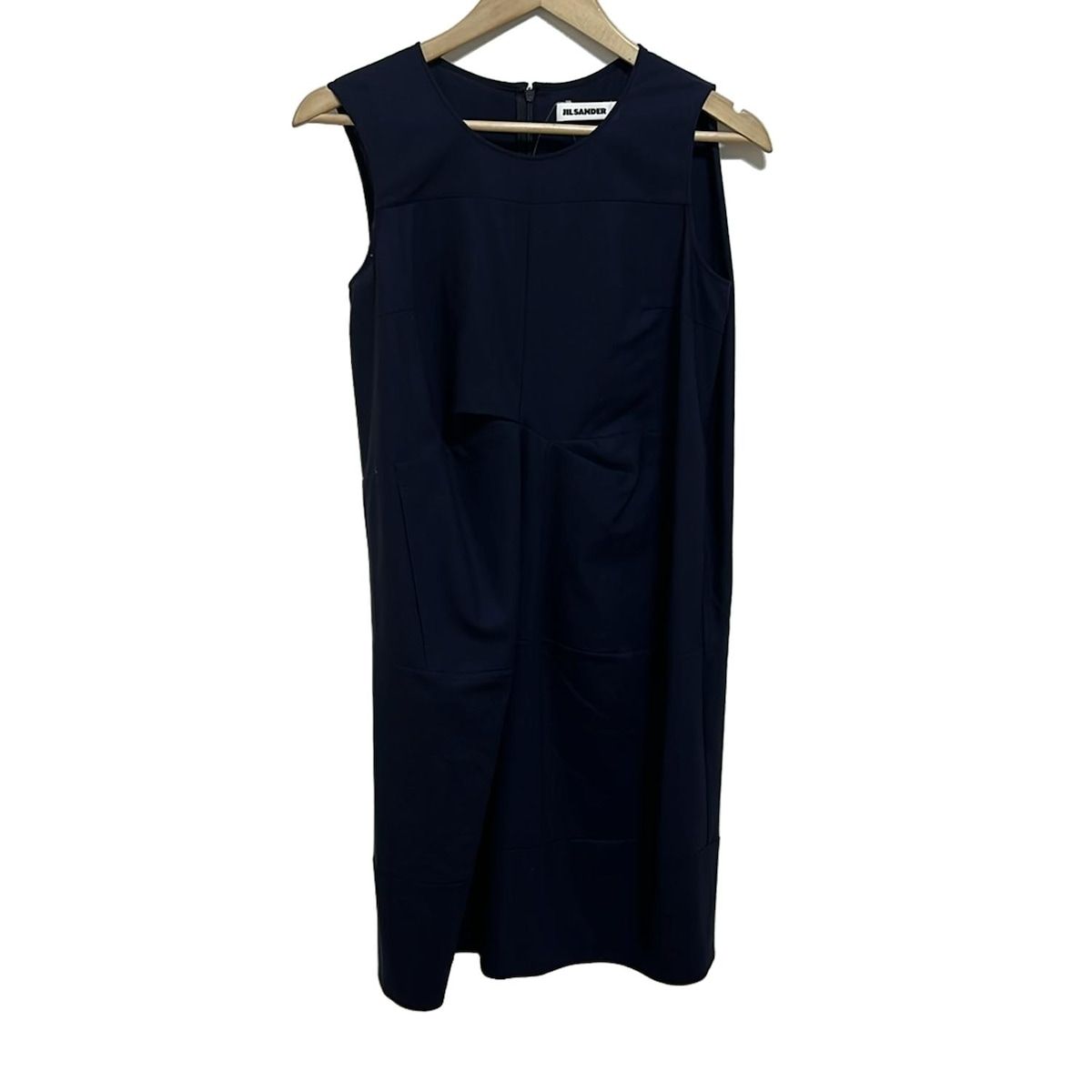 JILSANDER ジルサンダー ワンピース サイズ34 XS レディース - OW400906 ネイビー クルーネック ノースリーブ ひざ丈