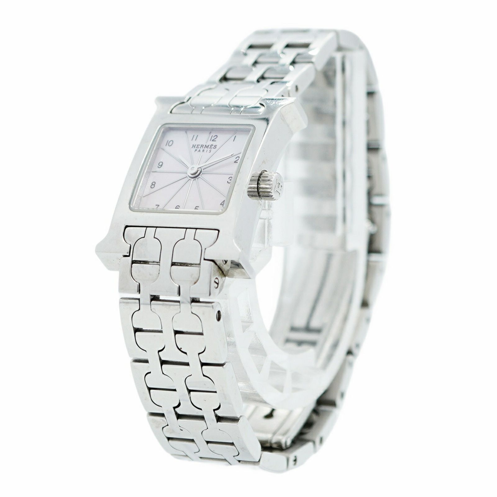 エルメス Ｈウォッチ HH 1.110 ピンク文字盤腕時計 レディース