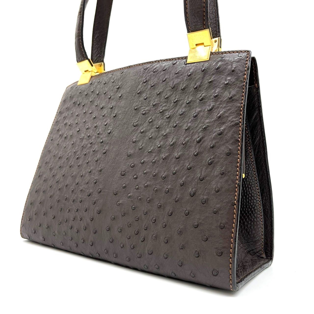 ✨良品✨ オーストリッチ エキゾチックレザー ハンドバッグ トート