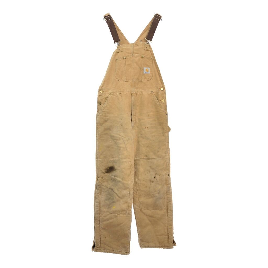 00年代 Carhartt カーハート ダック ダブルニー ビブオーバーオール ブラウン メンズ W36 L32 古着 V8050