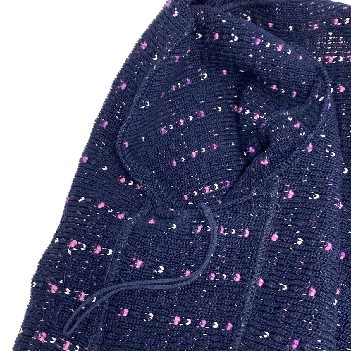  CHANEL シャネル カーディガン サイズ36 S レディース P 70494 ダークネイビー×ピンク×白 フリンジ ココマークボタン コットン 長袖 カーディガン ボレロ アンサンブル