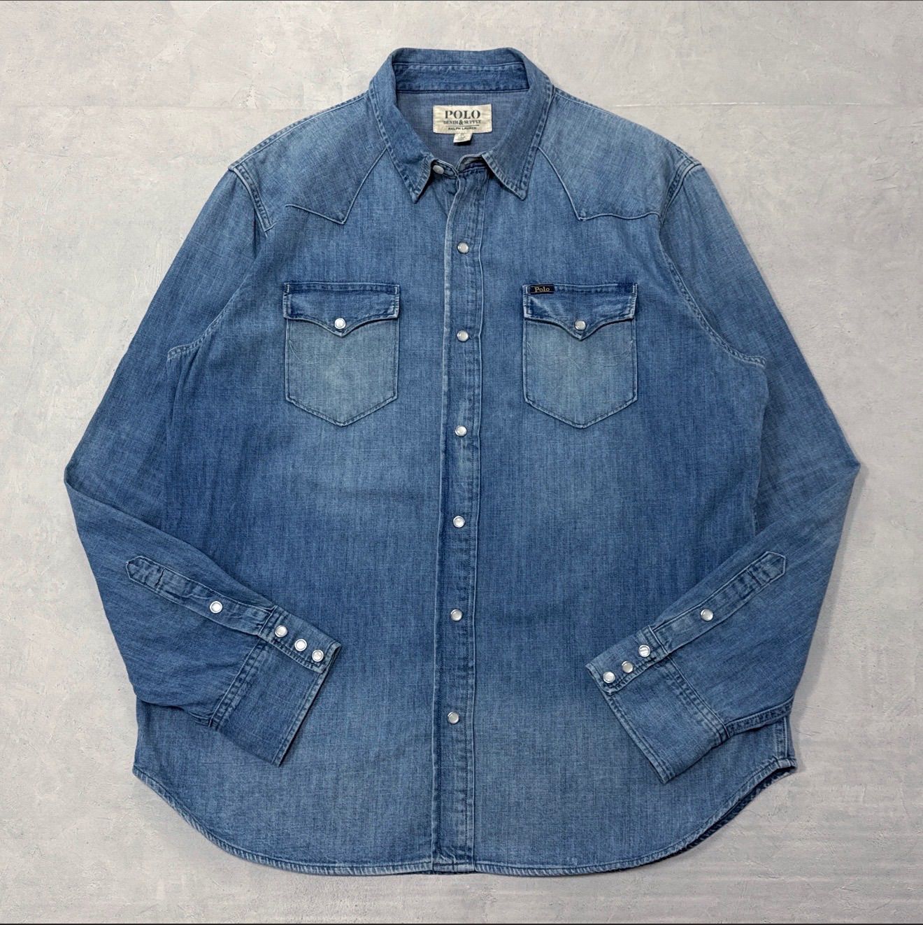 2025SS POLO RALPH LAUREN アイコンデニムウエスタンシャツ インディゴブルー XL