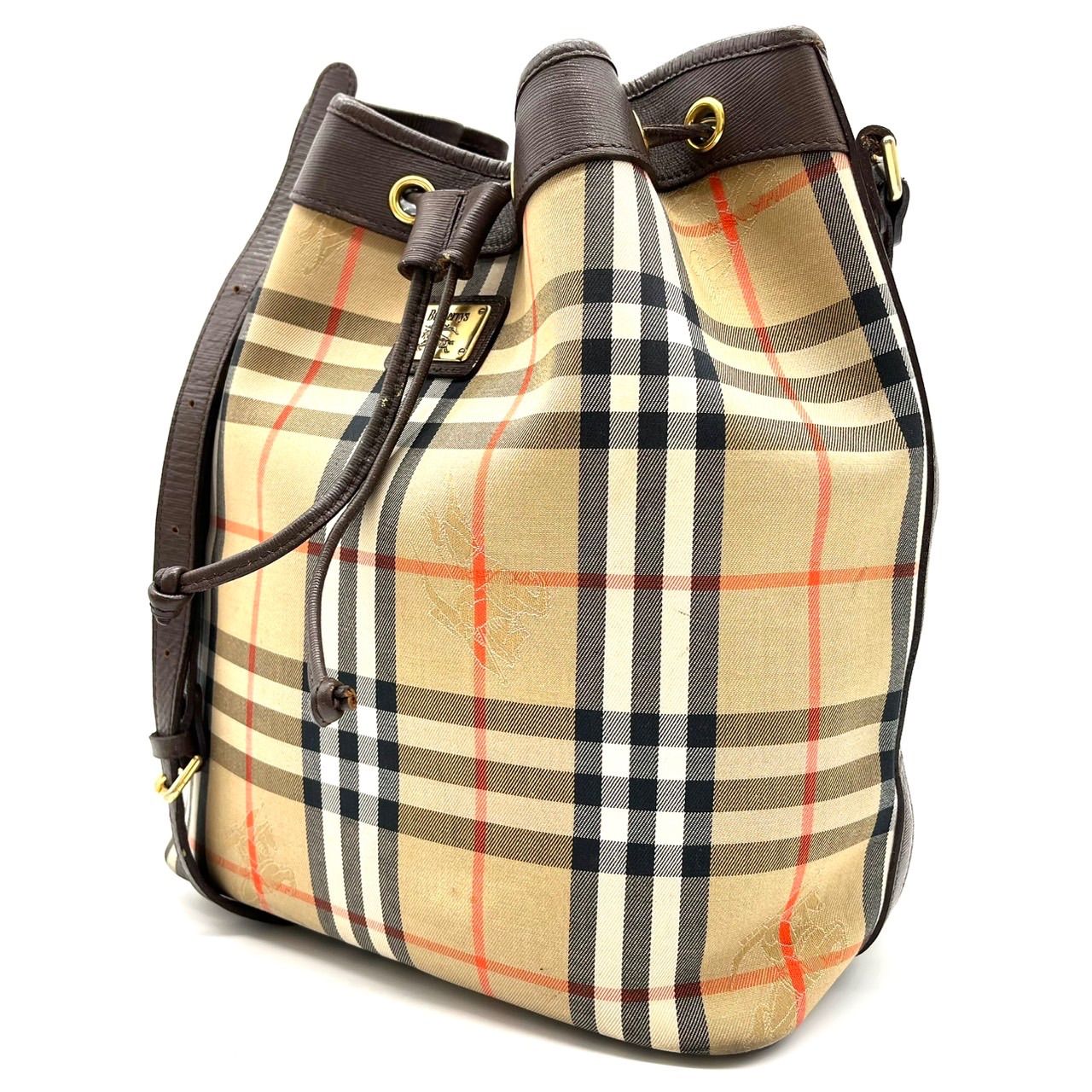 美品】Burberry ショルダーバッグ レザー キャンバス ノバチェック