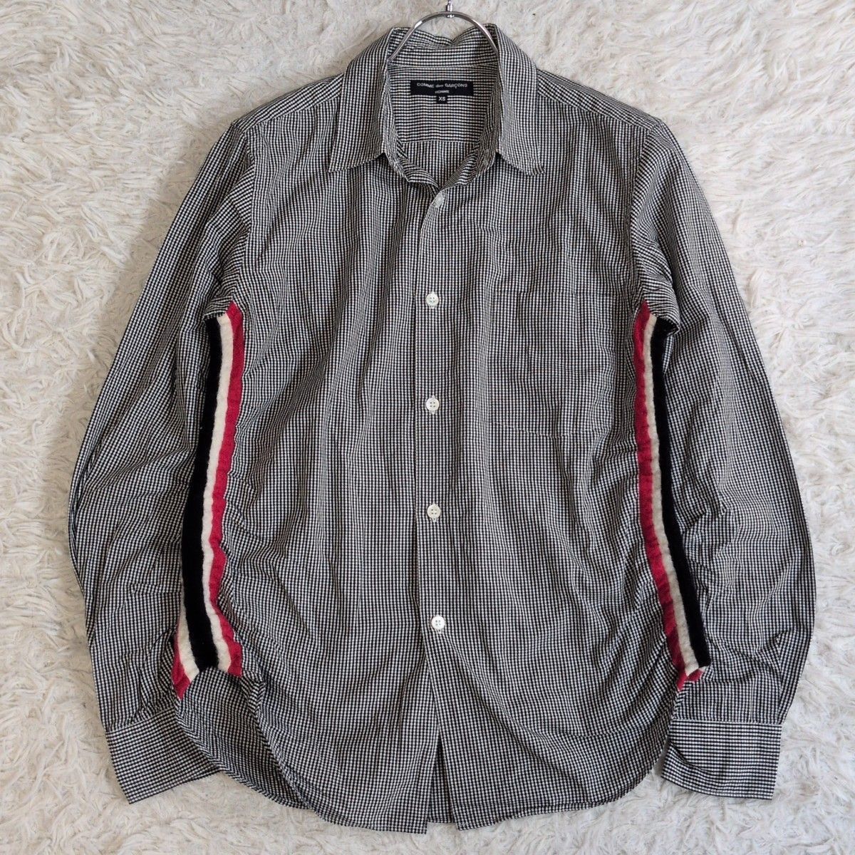 コムデギャルソンオム COMME des GARCONS HOMME ギンガムチェックシャツ AD2011 サイドストライプ メンズ XS