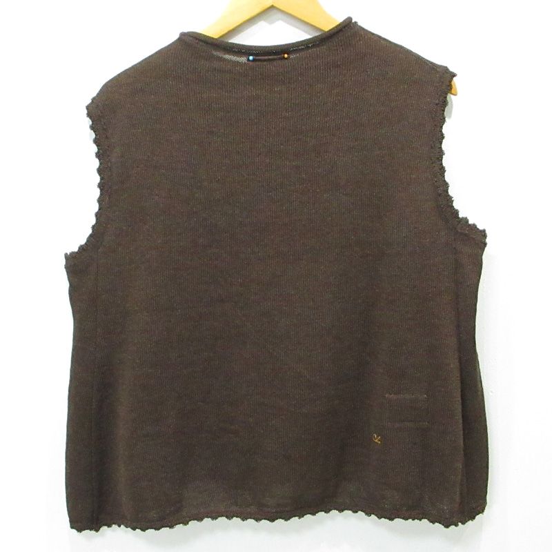 三重本店 45rpm 45アールピーエム ギマニットソーのフ キャミソール ビーズ付きロゴ刺繍コットンニットベスト 70580222 ブラウン サイズ 0 110