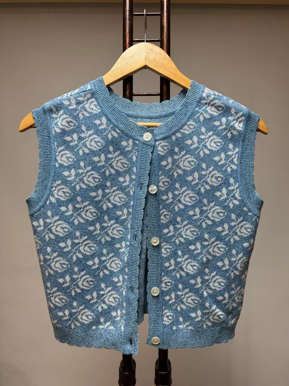 EENK Letter U フラワー ジャカードニット ベスト S