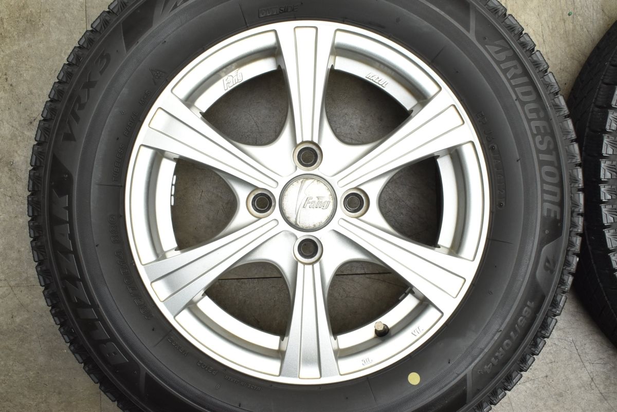  溝ありVRX 3 Weds Fang 14 in 5 J 50 PCD 100 ブリザック 185 70 R カローラフィールダー アクア ヤリス ノート フィット フリード 14インチ タイヤ ホイールセット