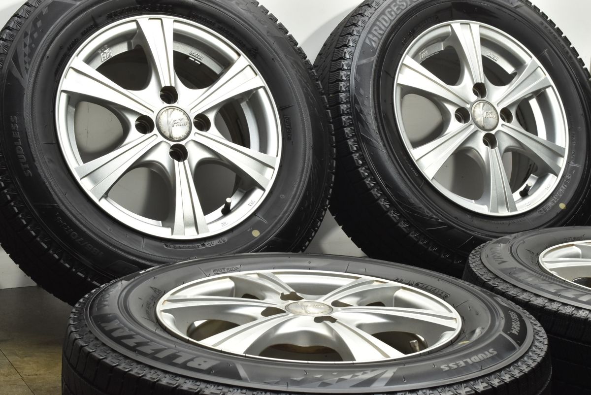 溝ありVRX 3 Weds Fang 14 in 5 J 50 PCD 100 ブリザック 185 70 R カローラフィールダー アクア ヤリス ノート フィット フリード