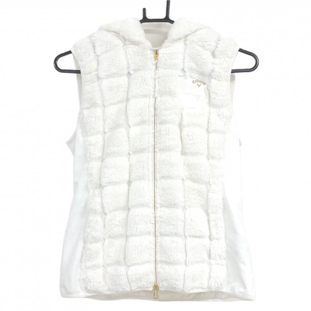 超 キャロウェイ ファーベスト 白 フード付 サイド切替 レディース M ゴルフウェア Callaway