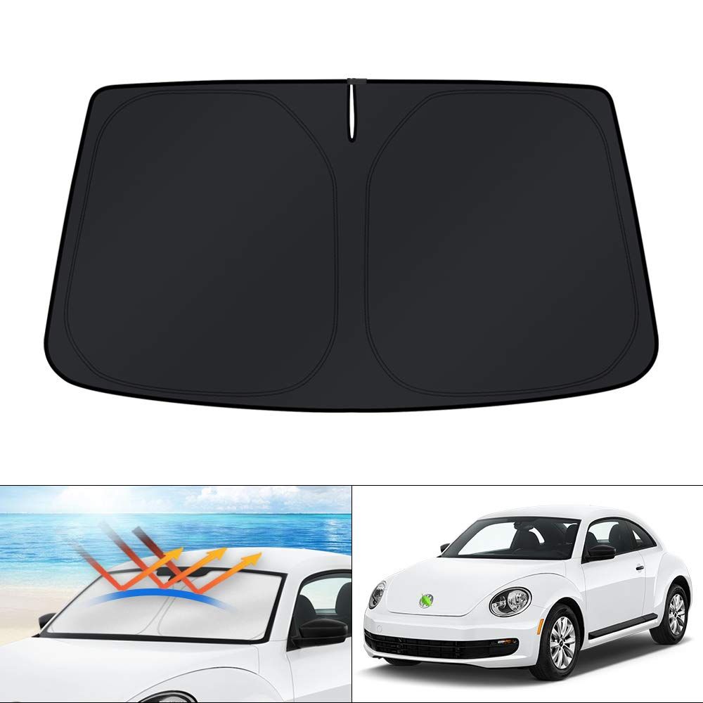 KUST カスタムフィット フロントガラス サンシェード フォルクスワーゲン VW Beetle 2012 2019用 ウィンドウ サンバイザー プロテクター 折りたたみ式ブロック 紫外線をブロック 車を涼しく