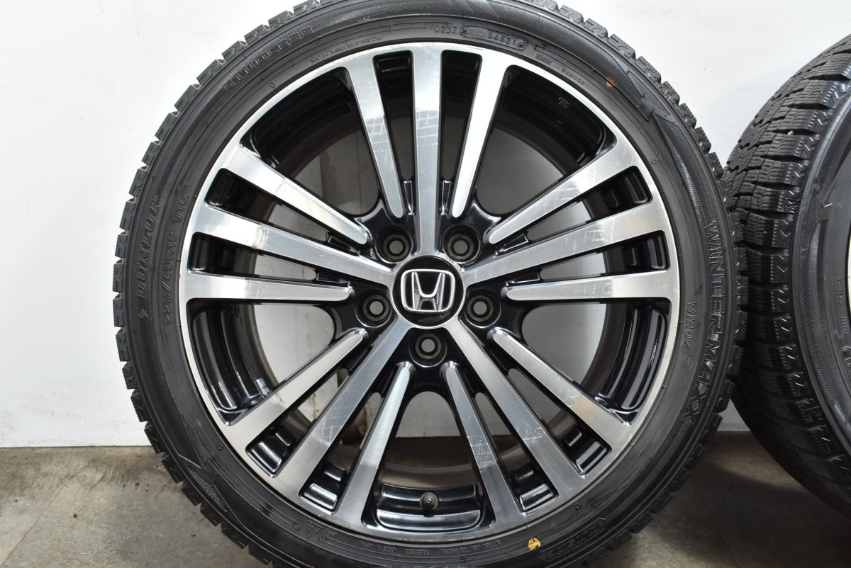  バリ溝 ホンダ RC オデッセイ アブソルート 18 in 7 J 55 114 3 ダンロップ ウインターマックス WM 02 225 45 R ジェイド アコード 18インチ タイヤ ホイールセット