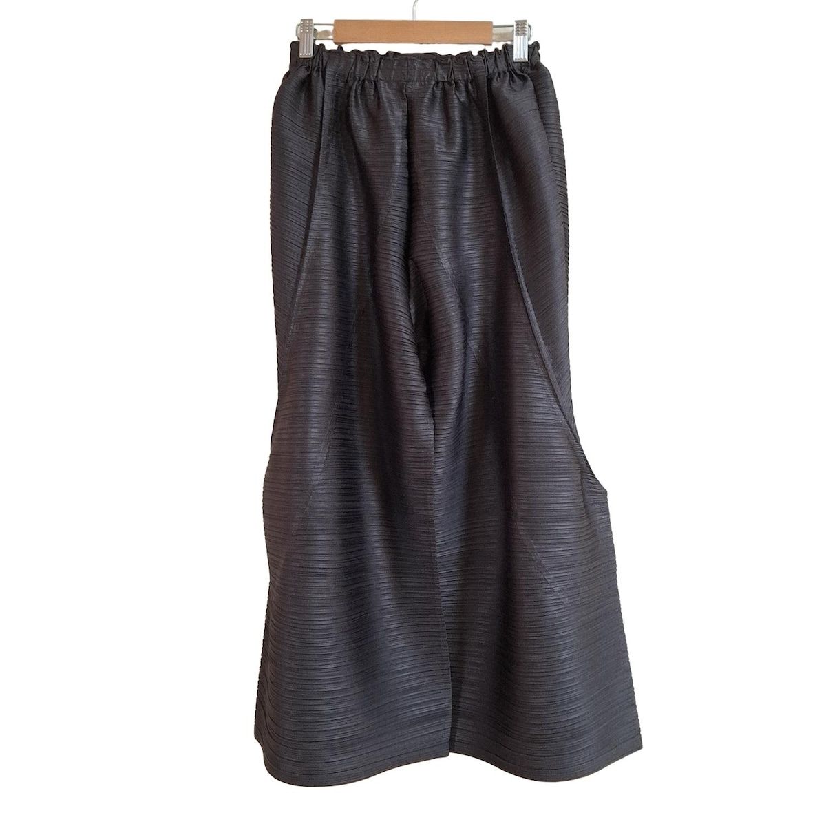 PLEATS PLEASE プリーツプリーズ パンツ サイズ3 L レディース - ダークブラウン フルレングス プリーツ ウエストゴム ワイドパンツ