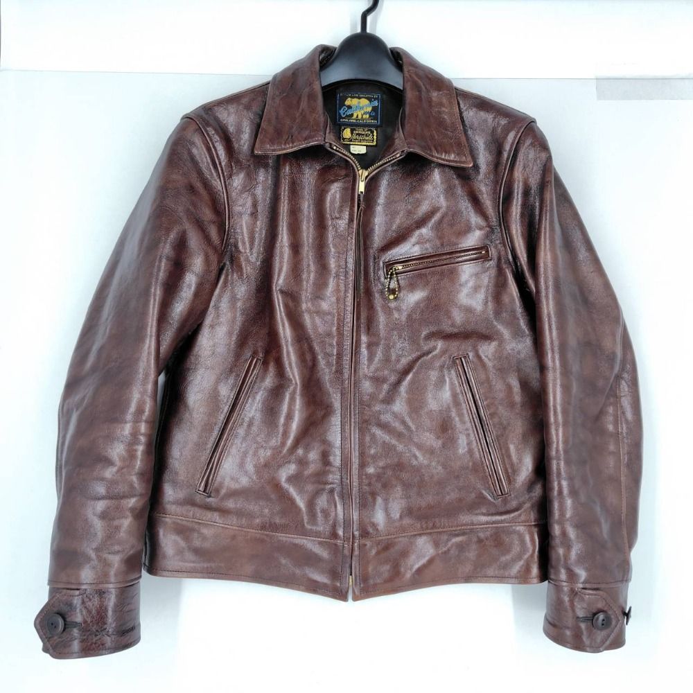 05w16567 レインボーカントリー カリフォルニアマニファクチュアリング RAINBOW COUNTRY CALIFORNIA MFG CO. ブラウン 36 メンズ ホースハイド ライダースジャケット 品