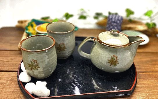 メーカー直送 九谷焼 急須3点セット 大 しだれ桜 裏絵