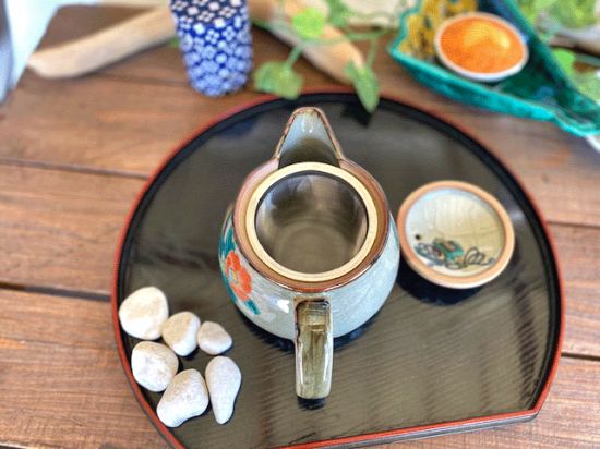 メーカー直送 九谷焼 急須3点セット 大 椿に鳥 裏絵