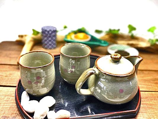 メーカー直送 九谷焼 急須3点セット 大 ソメイヨシノ 裏絵