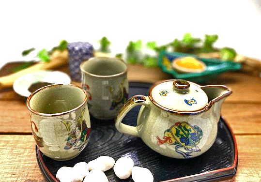 メーカー直送 九谷焼 急須3点セット 大 宝尽くし 裏絵