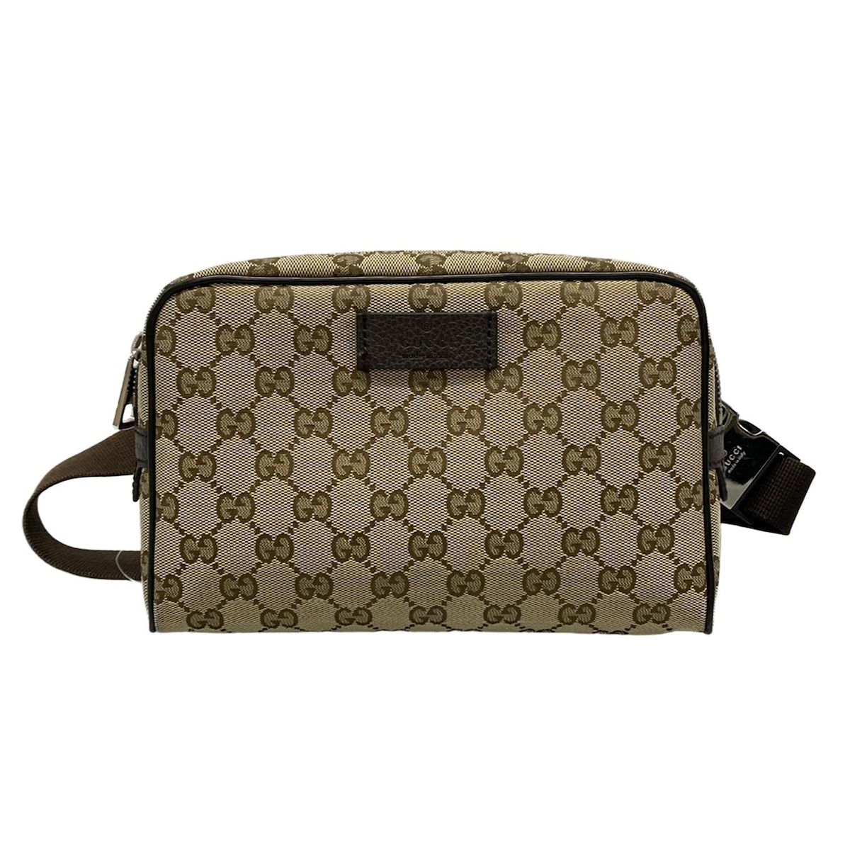 GUCCI グッチ ウエストポーチ GG柄 449174 ベージュ×ダークブラウン レザー