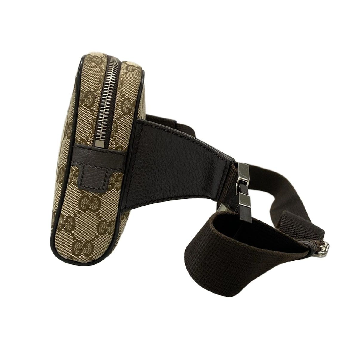 GUCCI グッチ ウエストポーチ GG柄 449174 ベージュ×ダークブラウン レザー