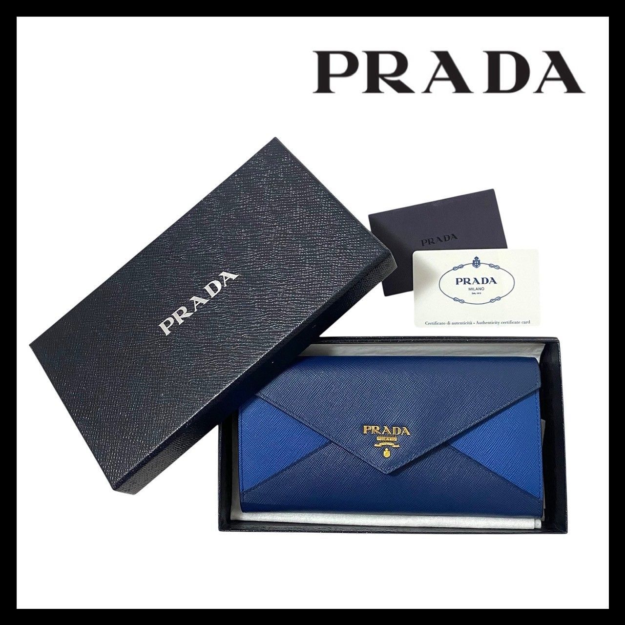 PRADA プラダ サフィアーノ レザー 長財布 青 ブルー A1342D3 PRADA プラダ サフィアーノ レザー 長財布 青 ブルー A1342D3 PRADA 二