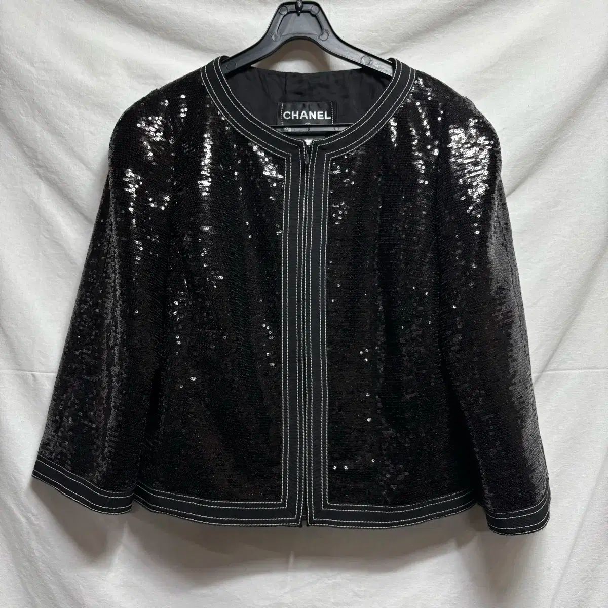 シャネル ブラック スパンコール ジャケット