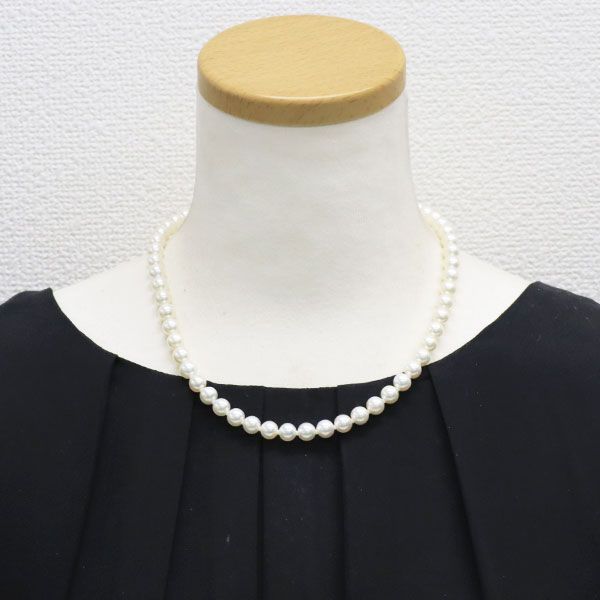 K14WG/ SV 無調色 準花珠 アコヤ 真珠 ネックレス＆イヤリング 2点