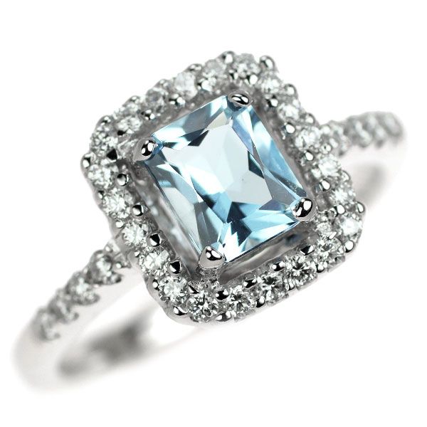 K18WG アクアマリン ダイヤモンド リング 0.75ct D0.37ct - メルカリ