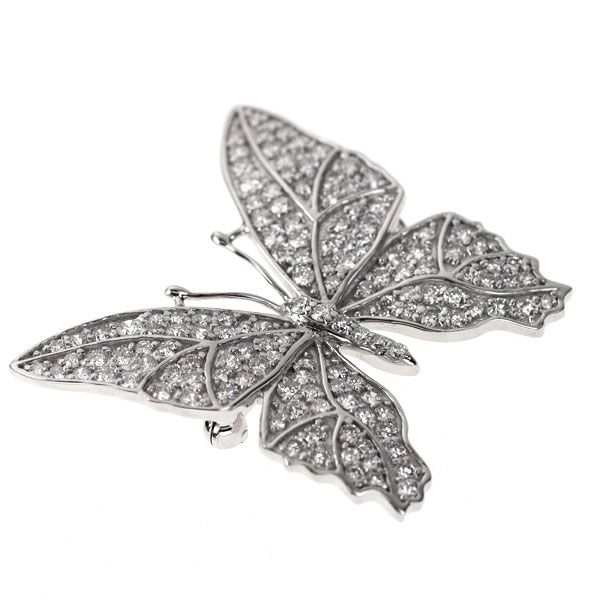 K 18 WG 14 ダイヤモンド ブローチ 1.83 ct 蝶