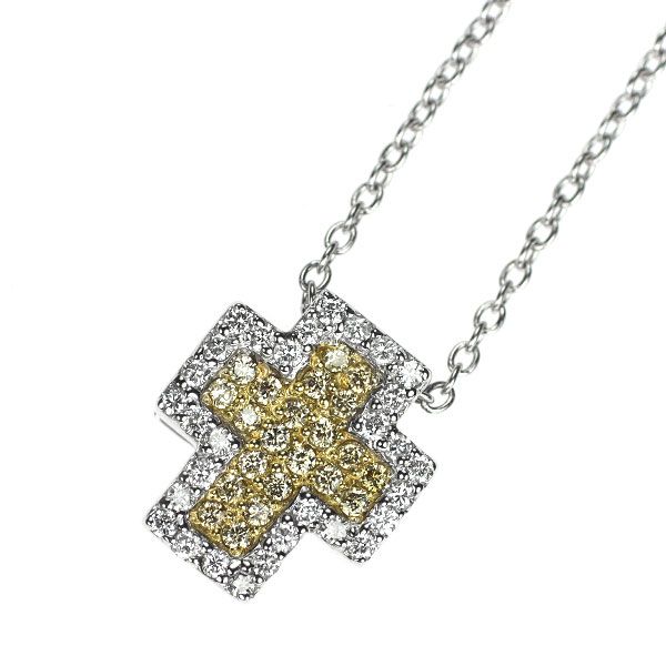 ポンテヴェキオ ダイヤ クロス ネックレス K18WG D0.13ct
