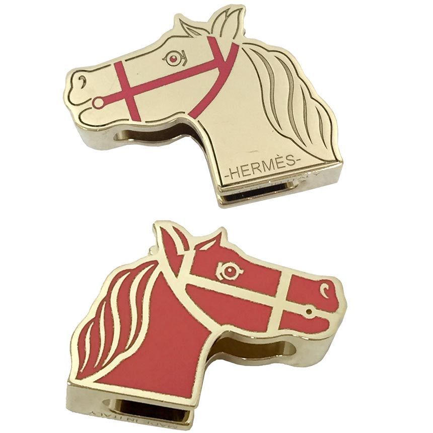 HERMES エルメス ツイリーリング カドリージュ スカーフリング ピンク ゴールド 馬 2025SS aq11928