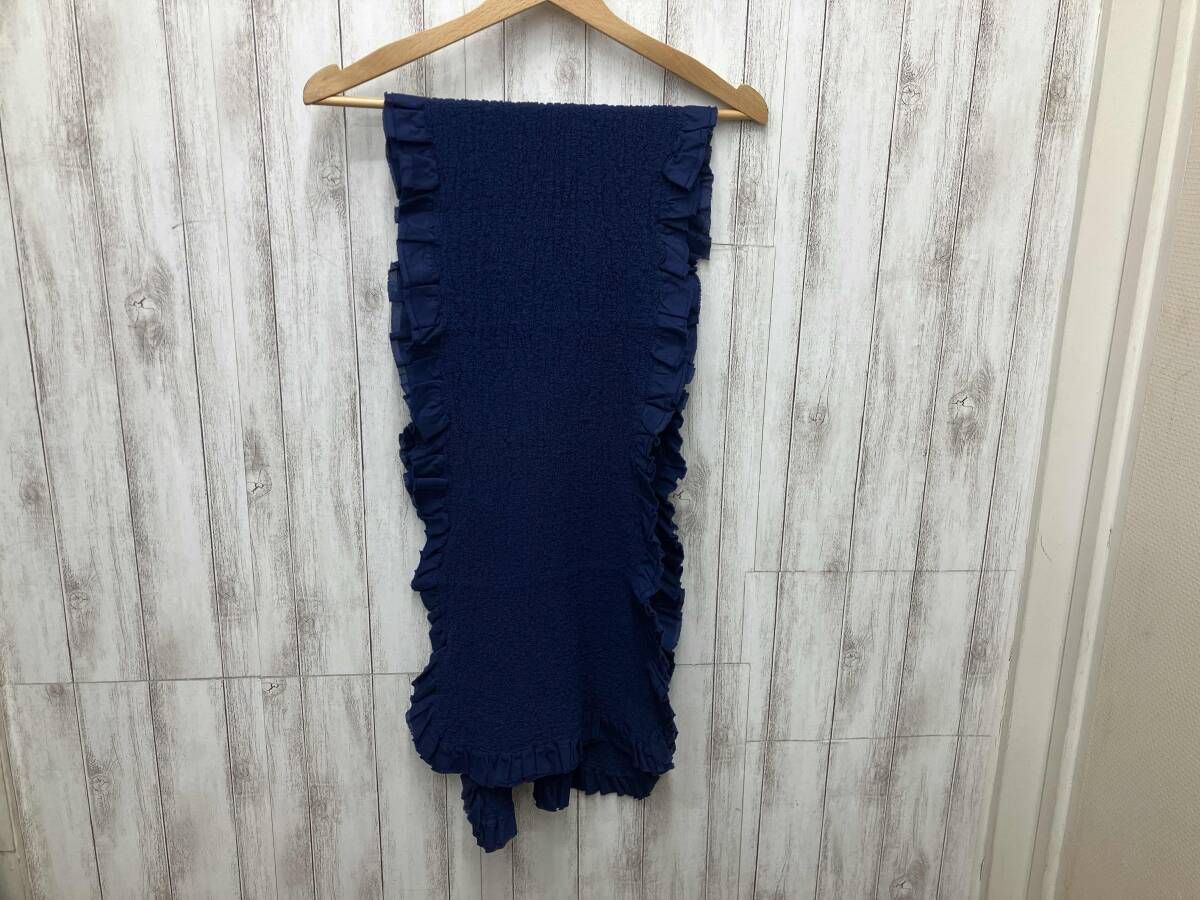 me ISSEY MIYAKE シワ加工 ブルー 刺繍 ストール マフラー