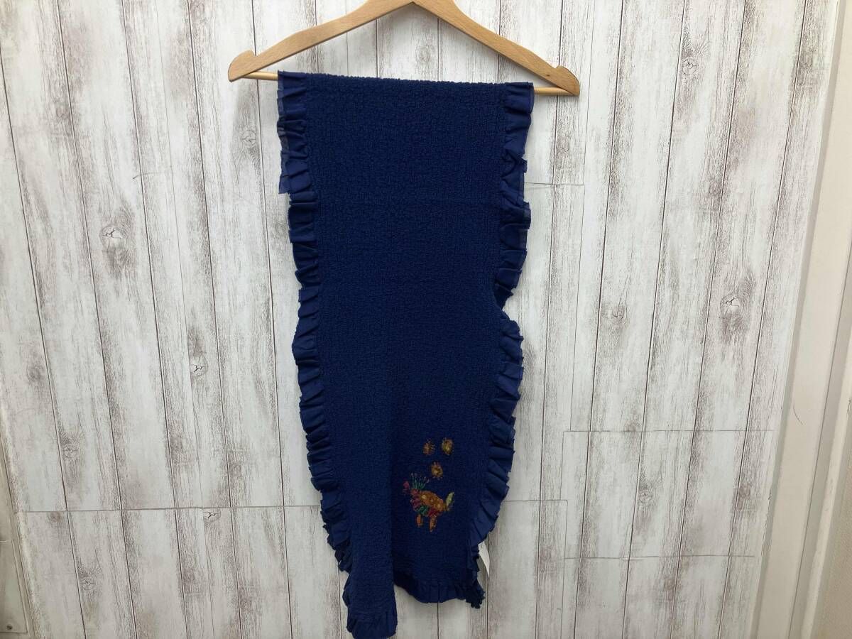 me ISSEY MIYAKE シワ加工 ブルー 刺繍 ストール マフラー