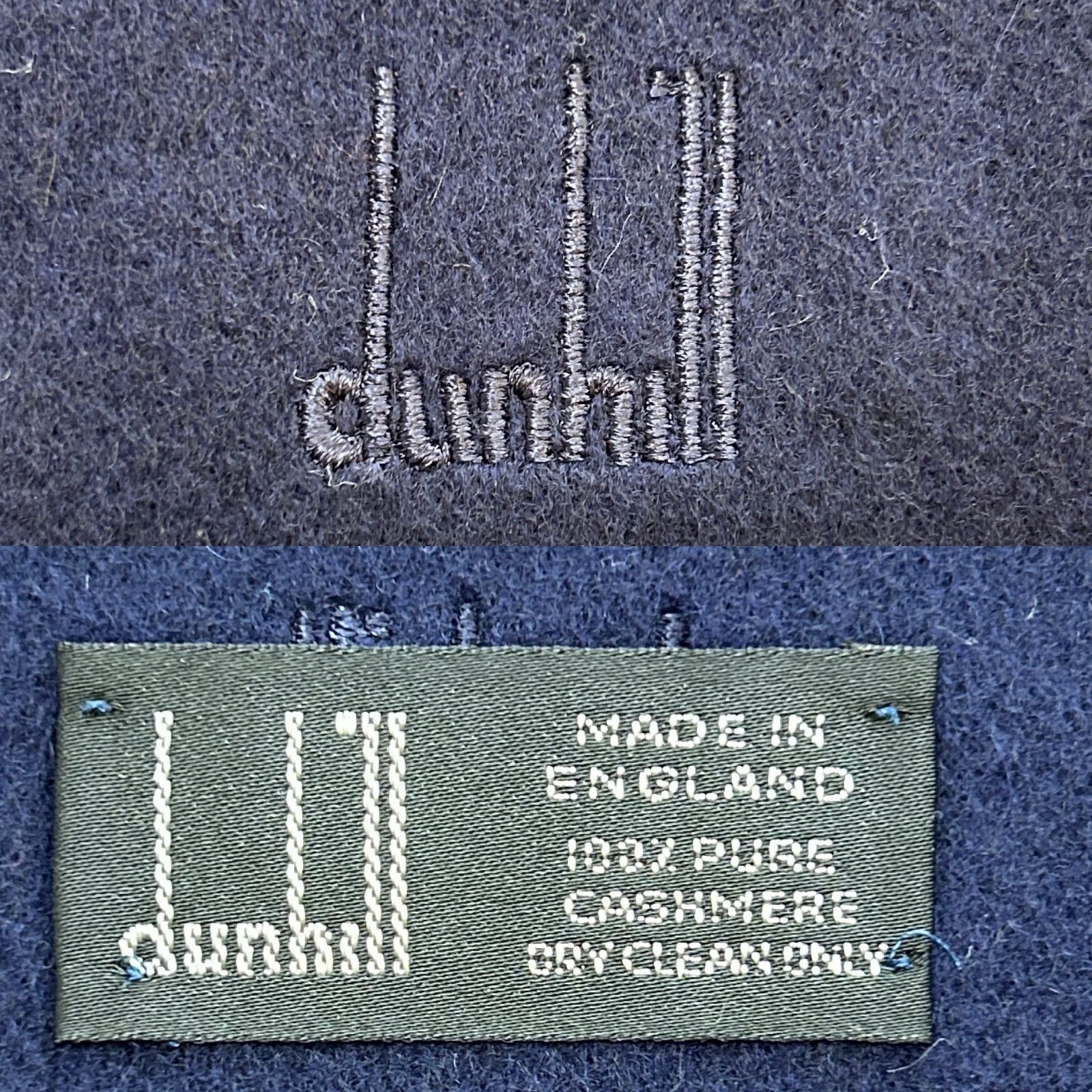 ダンヒルdunhillマフラー ストール ショール スカーフnavy ネイビー紺色系 darkblue ダークブルー青色系無地ロゴカシミヤ カシミア スコットランド製メンズmen’s男性用紳士