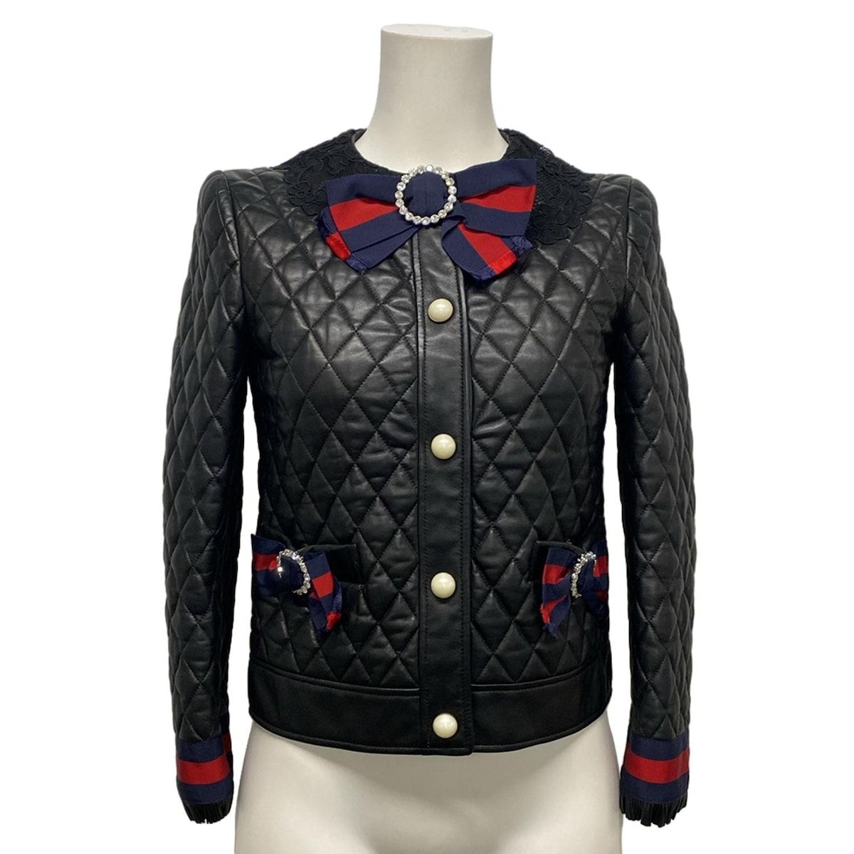 GUCCI グッチ ブルゾン サイズ38 S レディース - 479045 黒 長袖 オールシーズン ラムスキン