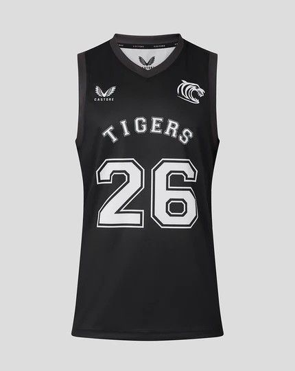 カストレ ラグビー レスター タイガース 2025 2026 バスケットボール シングレット タンクトップ ノースリーブ 黒 ブラック モデル 日本未発売