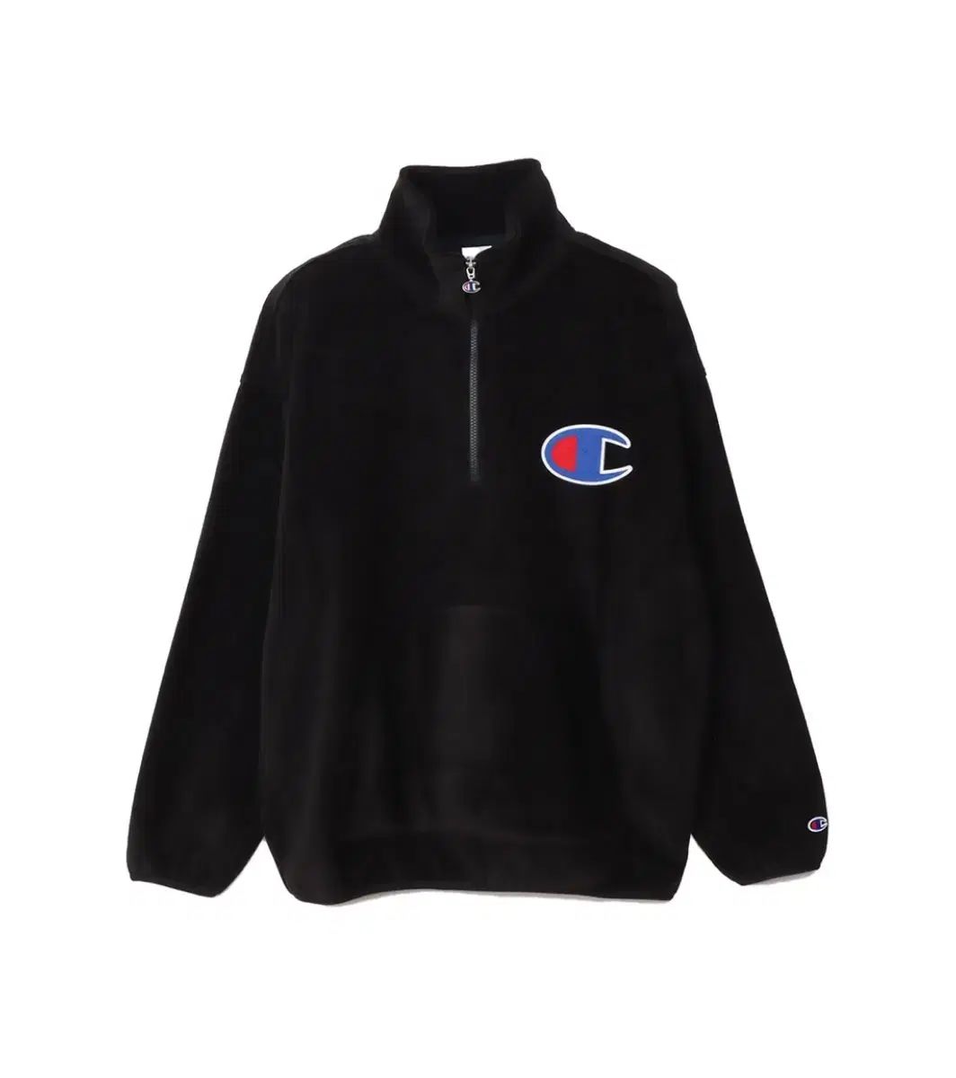 チャンピオン 黒色 ハーフジップアップ フリース