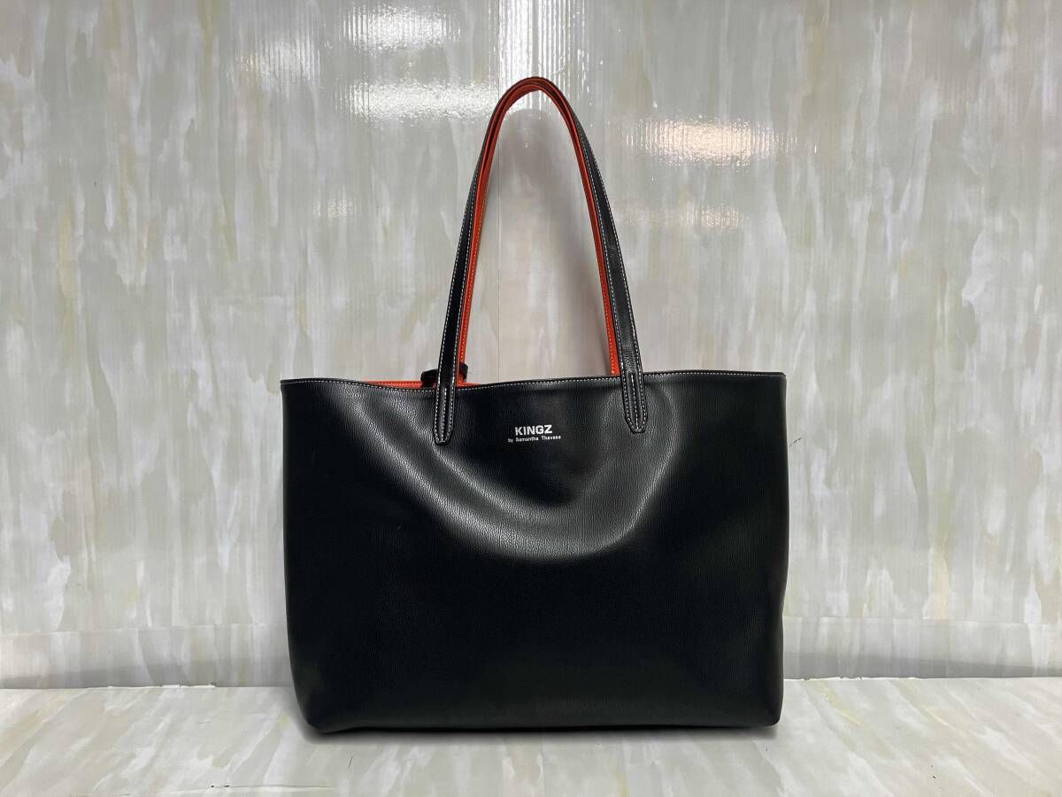KINGZ Samantha Thavasa ブラック オレンジ トートバッグ バッグインポーチ付き キングズ サマンサタバサ