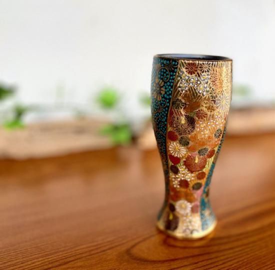 メーカー直送 九谷焼 特大ビアグラス ビアカップ 青粒 金花詰 桐箱入り WWW_OPDRERGINERDOGAN_COM