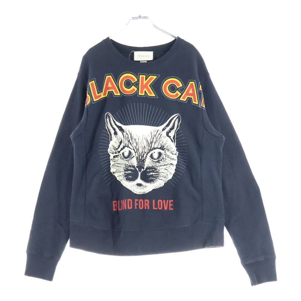 GUCCI　グッチ　ブラック　キャット　ネコ　トレーナー　スウェット GUCCI (グッチ) Black Cat Sweatshirt ブラックキャット ダメージ加工